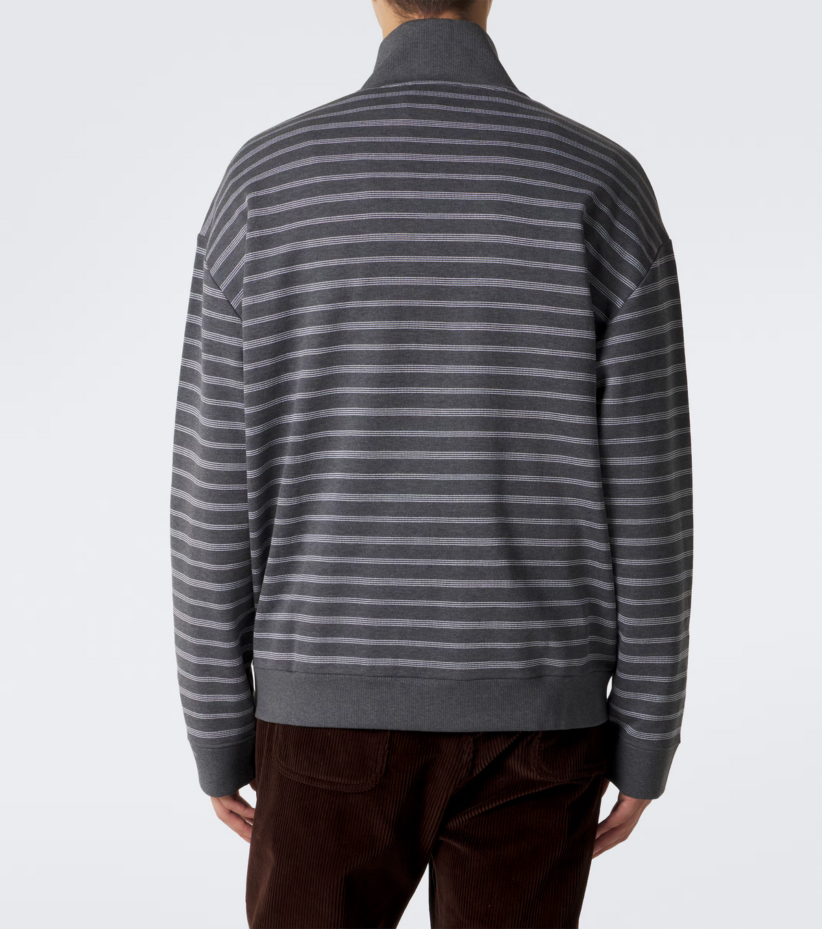 MM Grey White Striped Cotton Fleece Jacket