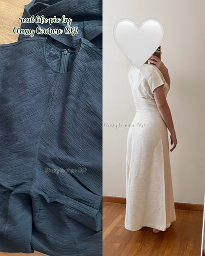 3 Colours! Tot Slouch Waist Crinkled Viscose-Blend Midi Dress