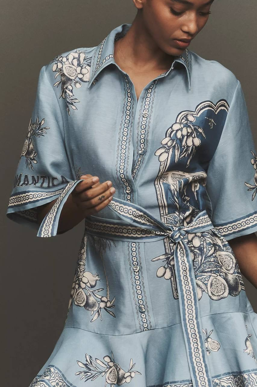 ALM Villa Romantica Linen-viscose Mini Dress ShirtDress