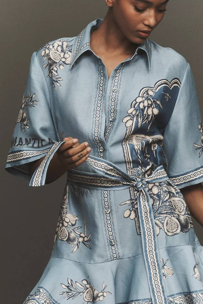 ALM Villa Romantica Linen-viscose Mini Dress ShirtDress