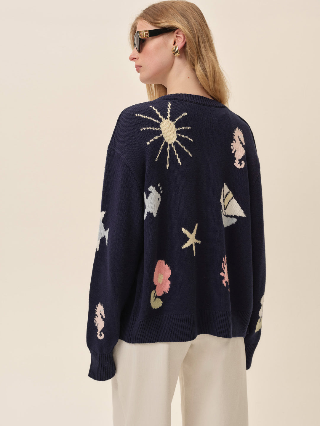 FLL Marie Nautical Wool-blend Cardigan