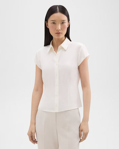 TH Cap Sleeve Shirt in Silk Georgette