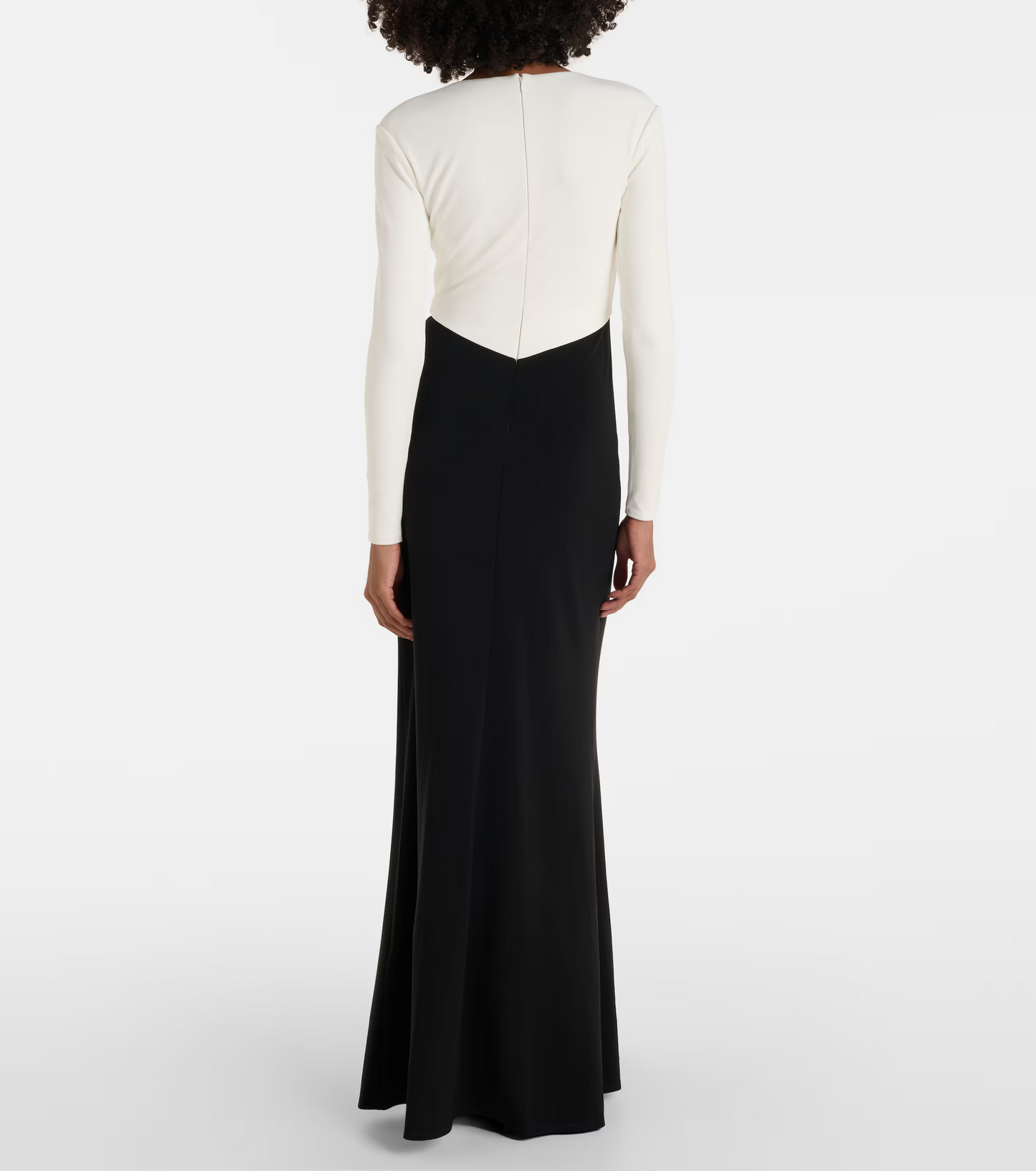 RM Waterfall Twist Drape Contrast Jersey Gown Maxi Dress in Black/white