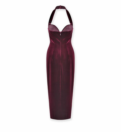 NIC Nabine Halter Velvet Midi Dress