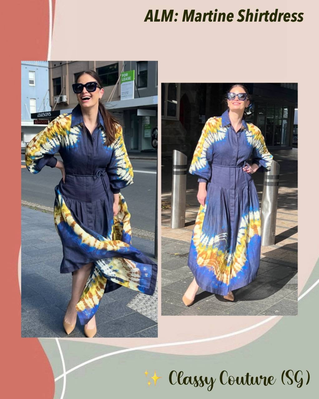 ALM Martine Tie Dye Ramie Shirtdress Midi Dress