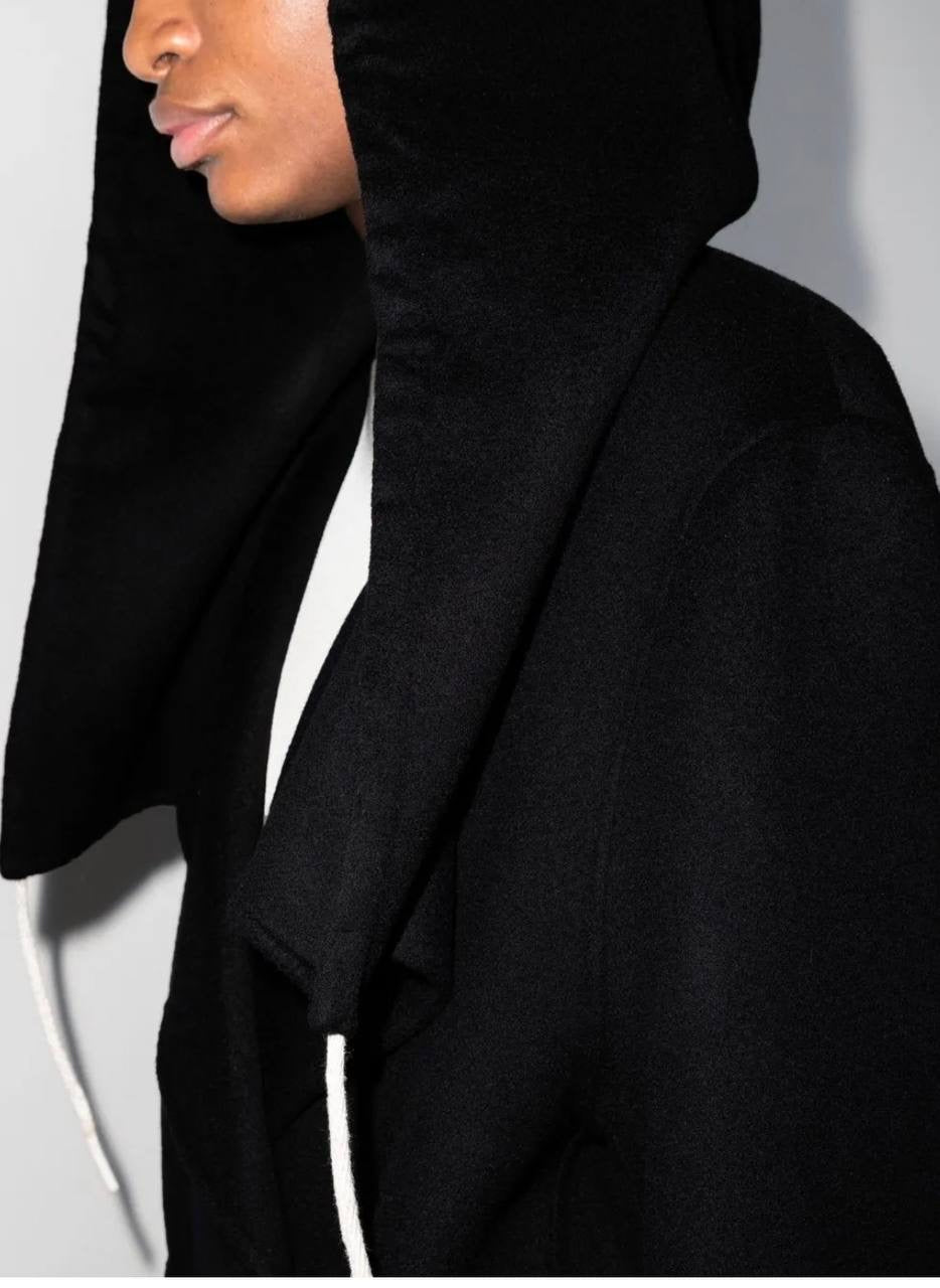 TOT Drawstring-Waist Wool Hooded Jacket