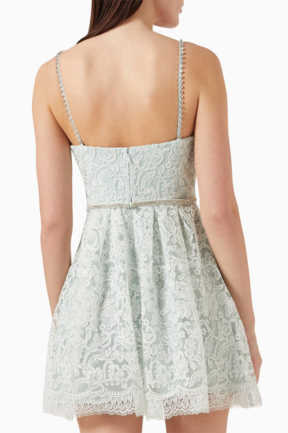 SP Green Cord Lace Mini Dress Mint Bustier