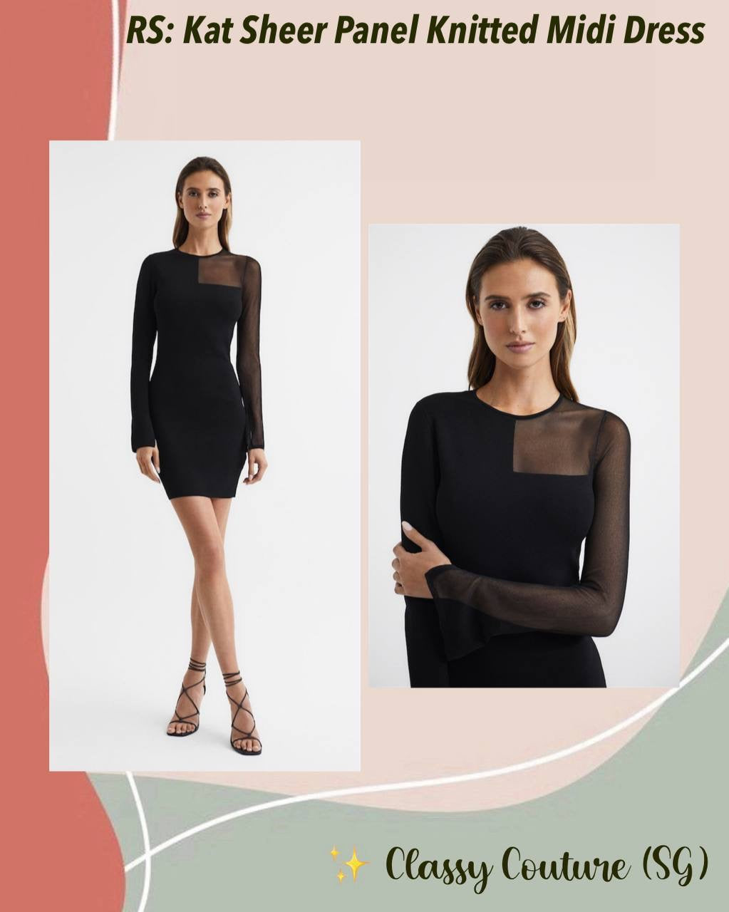 RS Kat Sheer Panel Knitted Midi Dress