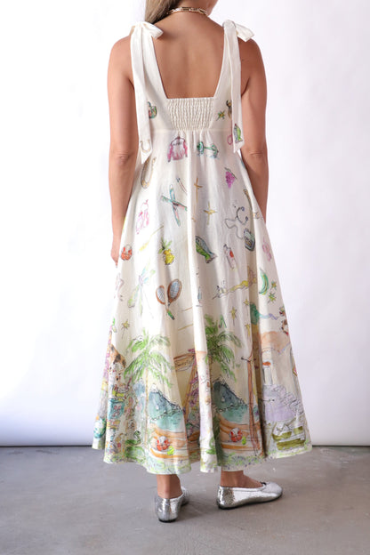 ALM Anouk Ballet Ribbon Tie Strap Midi Dress Sundress