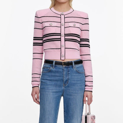 SP Pink Stripe Knit Cardigan | Mini Skirt| Jisoo Set