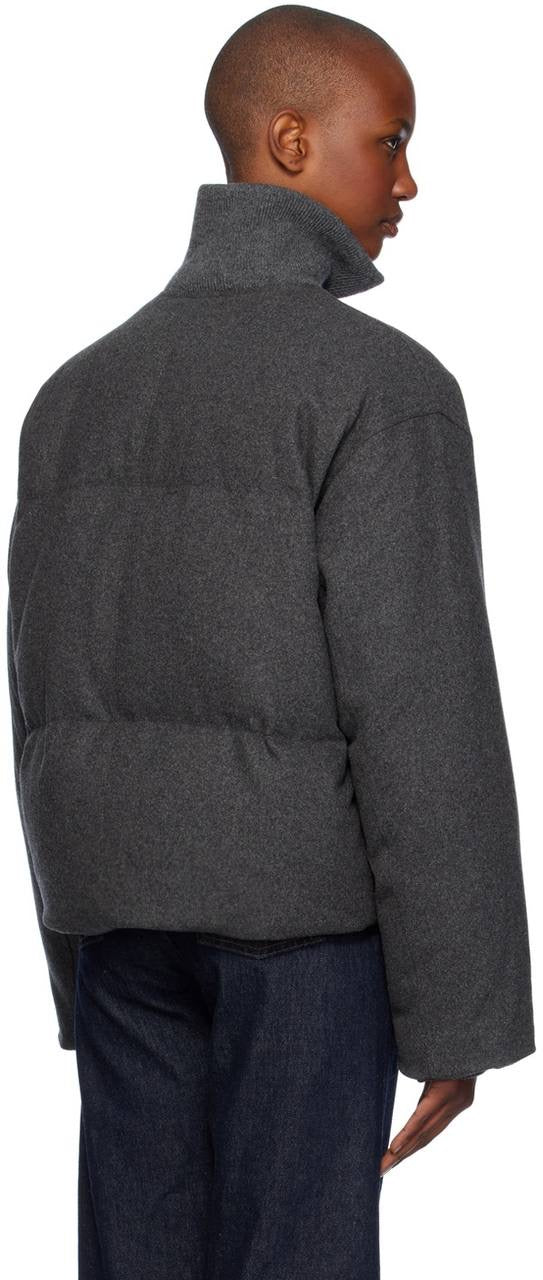 TOT Funnel Neck Down-filled Flannel-Wool Parka Puffer Jacket