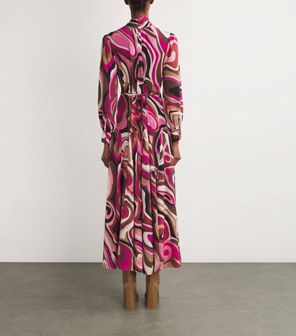 RX Marigold Silk Pussybow Maxi Dress