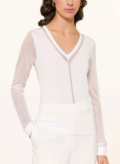 RS Sheer Detail V Neck Top