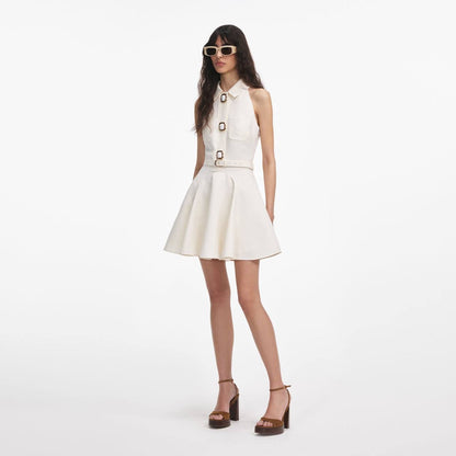 SP Cream Linen Sleeveless Flare Mini Dress