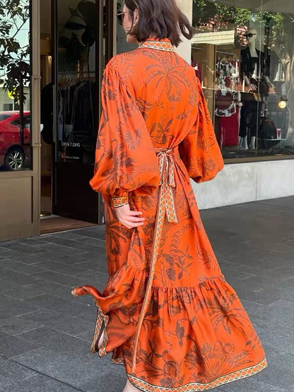 ALM Monkey Dance Silk Shirtdress Midi Dress