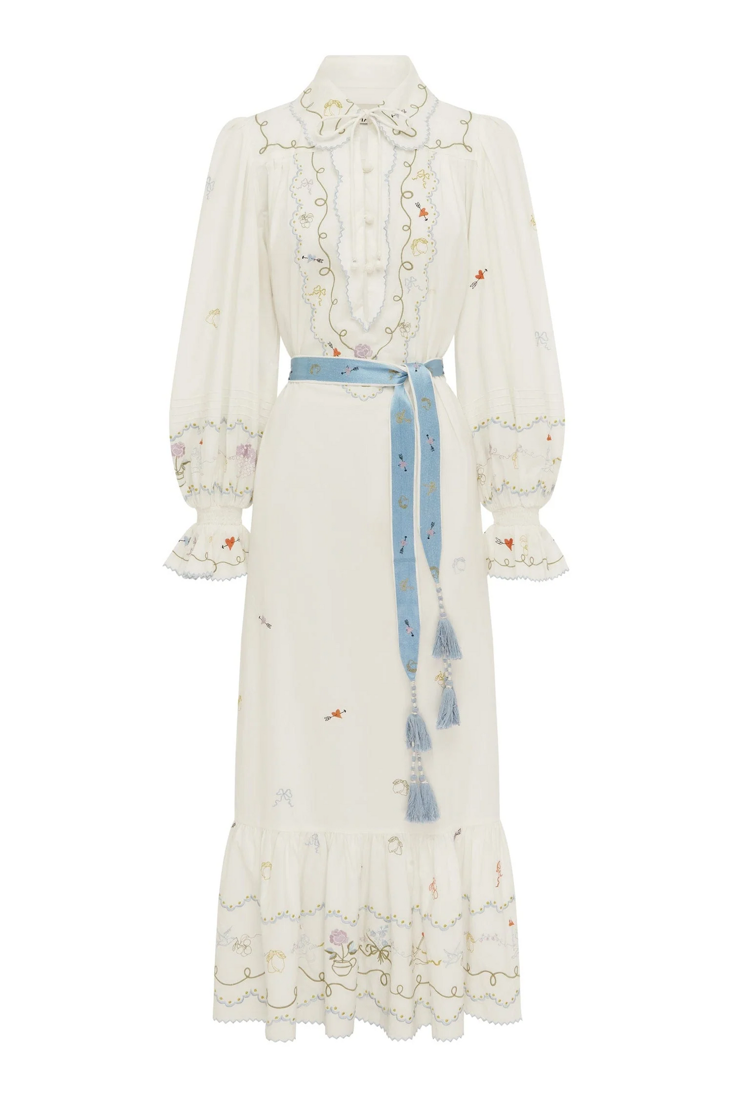 ALM Giulia Embroidered Cotton Midi Dress Shirtdress