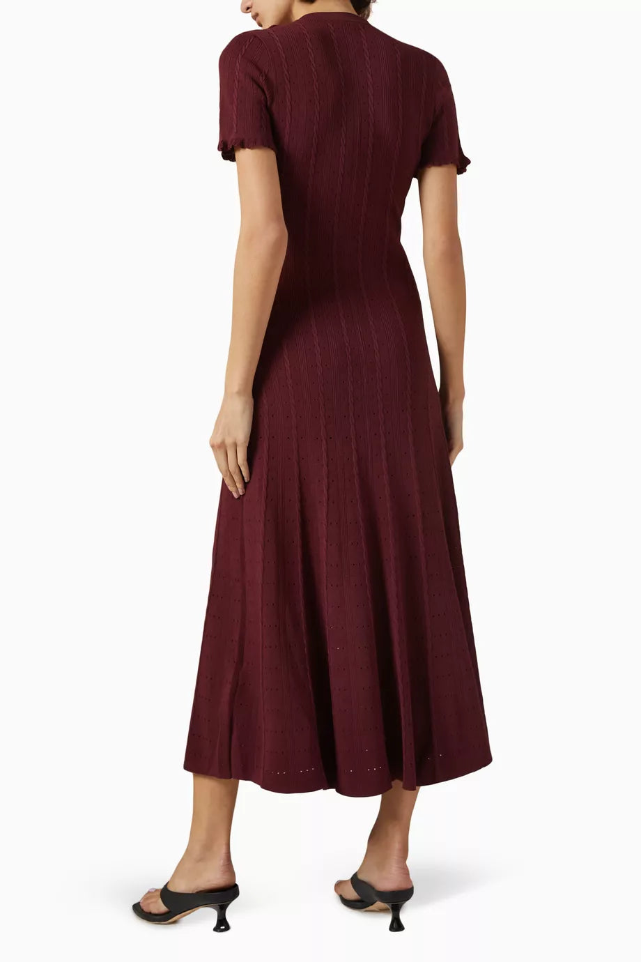 SD Short Sleeve Knit Ruffle Midi Maxi Dress