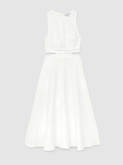 RS Hazel Linen-Cotton Cut-Out Midi Dress