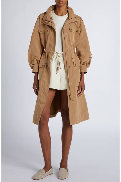MC Nantes Hooded Gabardine Shell Parka Long Jacket Coat