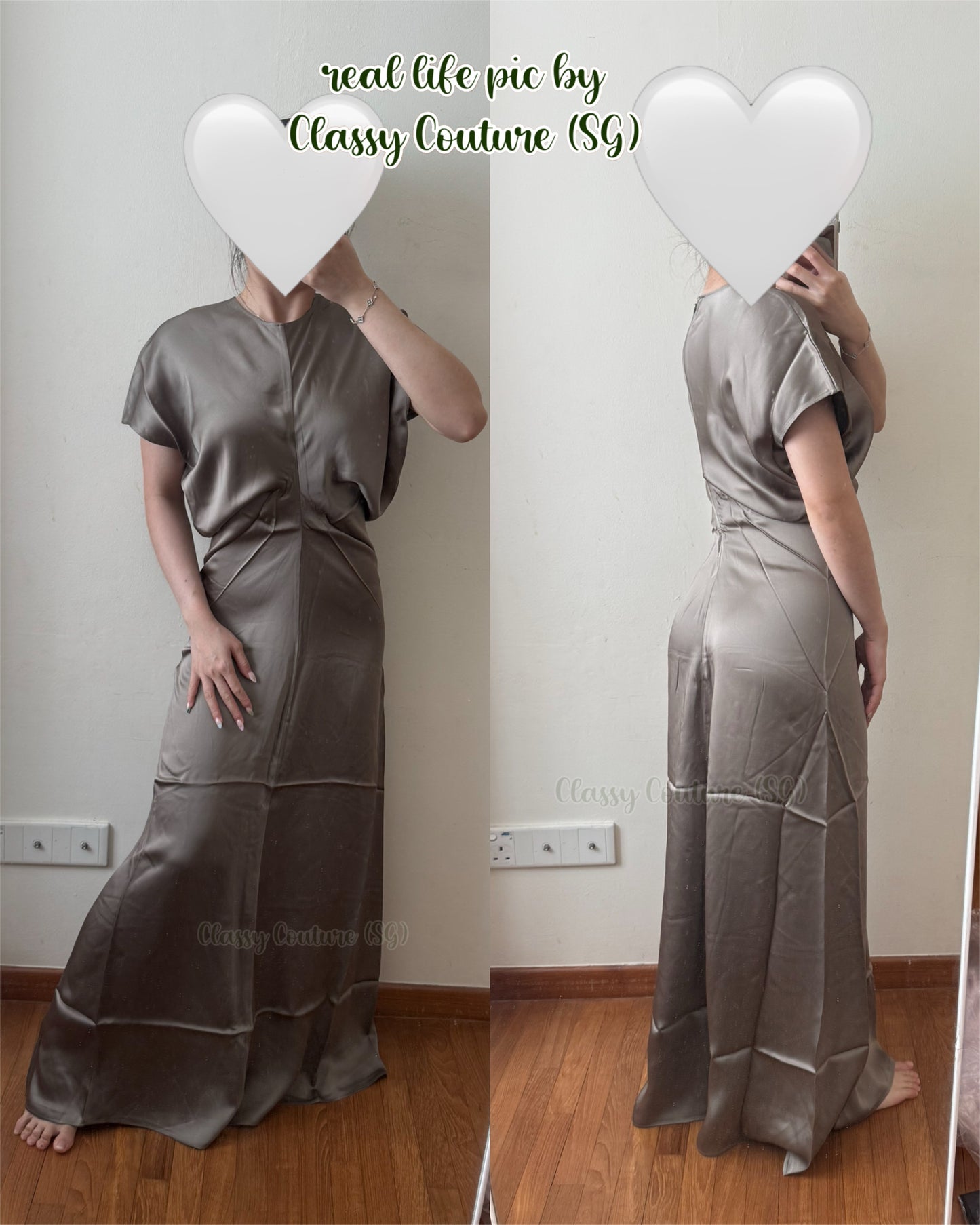 TOT Slouch-waist Viscose Satin Midi Maxi Dress