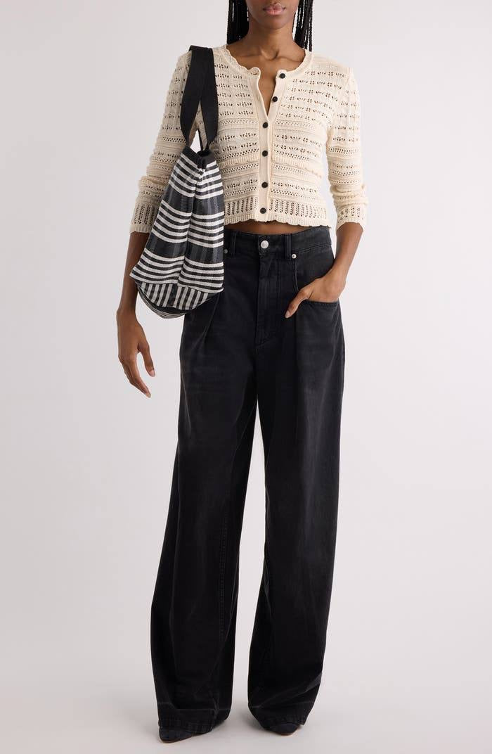 IM Ajaline Mixed Pointelle Cotton Cardigan