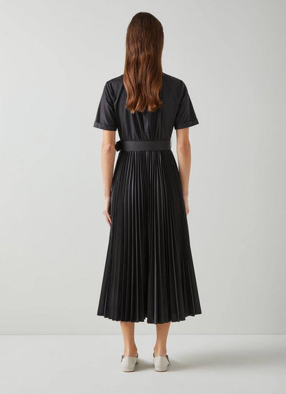 LKB Cally Pleated Cotton-Blend Shirtdress Midi Dress