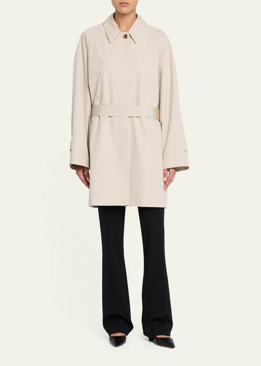 TR Amaya Washed Cotton Trench Car Coat in Beige (lining replaced)