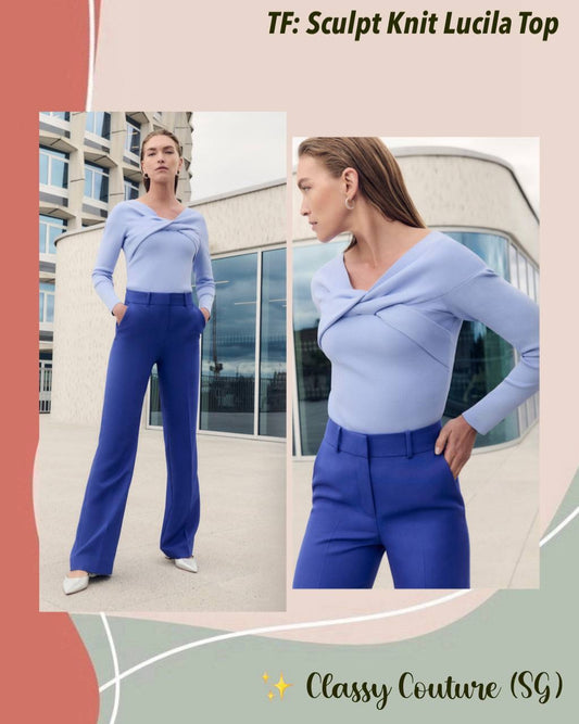 TF Sculpt Knit Lucila Long Sleeve Top in Pale Blue