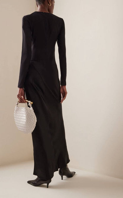 CE Sheer Torso Maxi Dress in Silk Georgette
