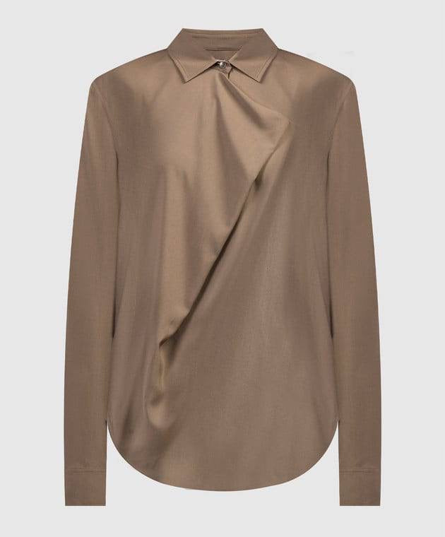 TOT Drape-Front Viscose Long Sleeve Shirt