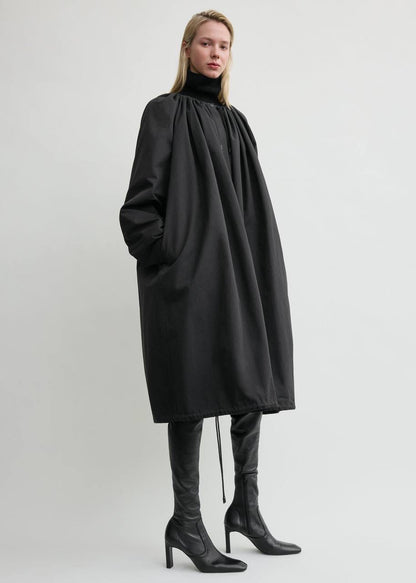 TOT Gathered Parachute Cotton Blend Trench Coat