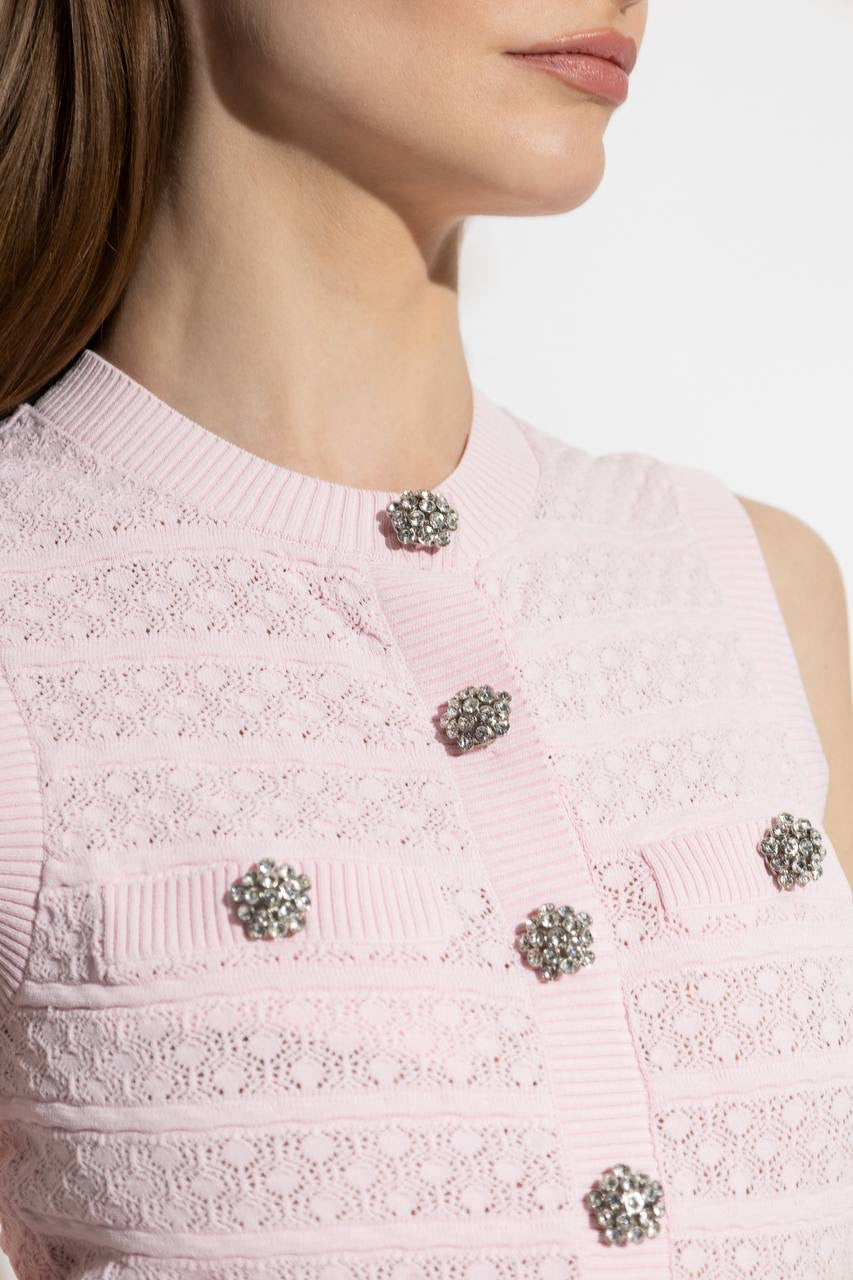 SP Pink Pointelle Diamanté Knit Mini Dress