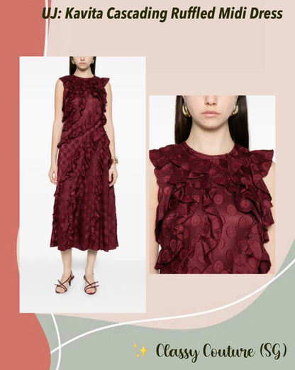UJ Kavita Cascading Ruffled Midi Dress