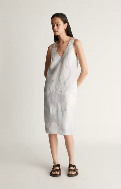 LM Avery Linen-Viscose Midi Dress in Ice