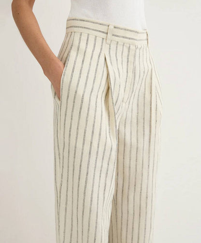 PSE Mackenzie Linen Striped Pleat Trousers Pant