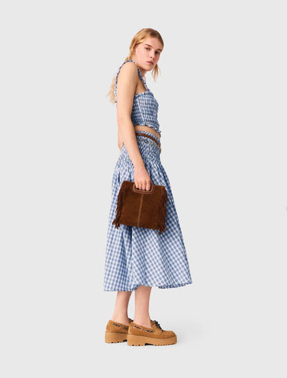 MJ Lunamimi Smocked Crop Top | Jomimi Midi Skirt | Rhinestone-embellished Gingham Cotton Set