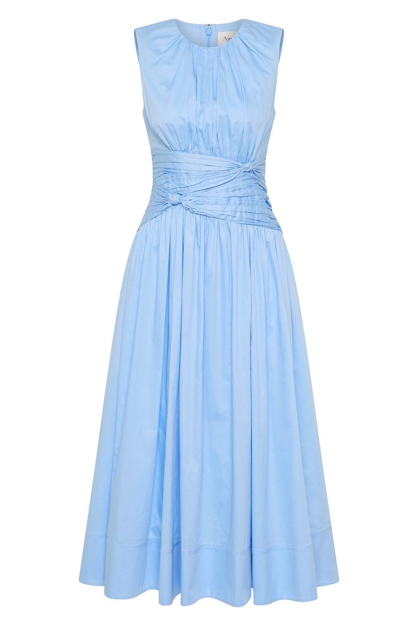 AJ Agatha Knot Waist Cotton Midi Dress