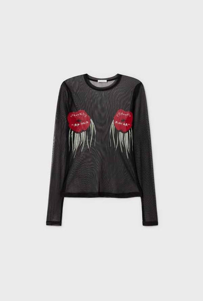 SALE! SL Silk Mesh Long Sleeve Top in Daybreak | Hot Lips