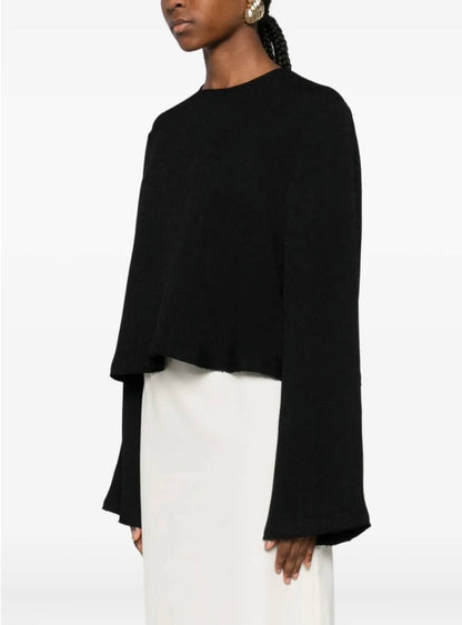 Tot Boxy Satin Viscose Long Sleeve Top