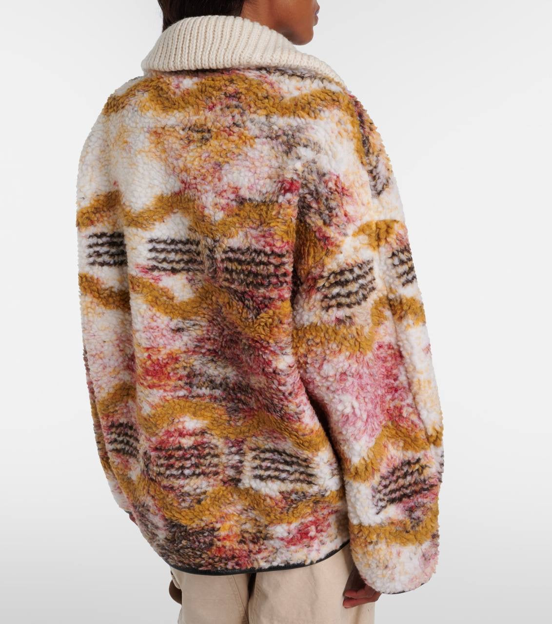 IM Marner Patterned Wool-blend Fleece Quarter-zip Pullover Coat