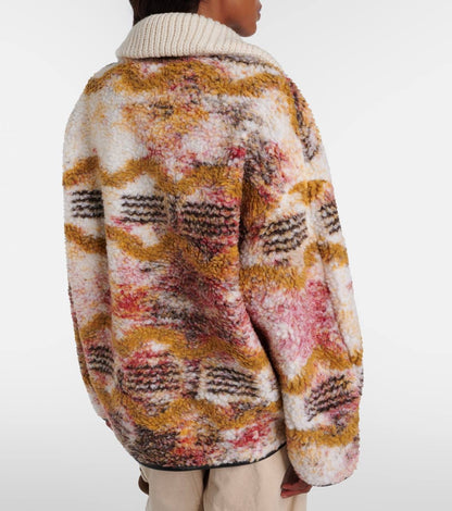 IM Marner Patterned Wool-blend Fleece Quarter-zip Pullover Coat