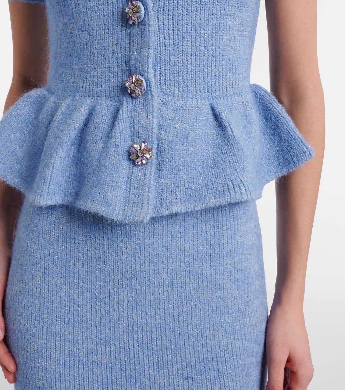 SP Blue Knitted Peplum Midi Dress