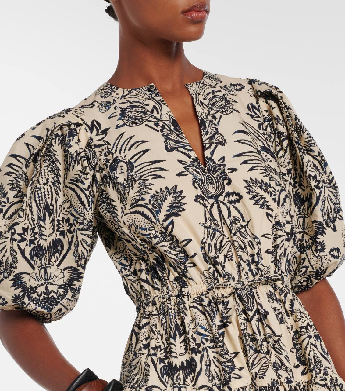 UJ Harriet Printed Cotton Poplin Puff Sleeve Midi Dress