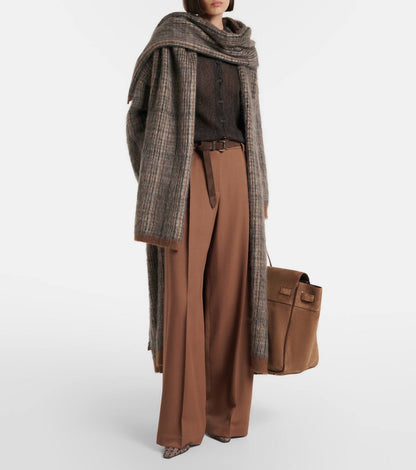BC Sparkling Brown Ribbed Silk-Alpaca-Wool blend Cardigan