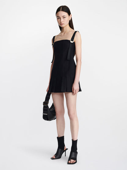 DLee Safety Slider Pleated Mini Dress in Black