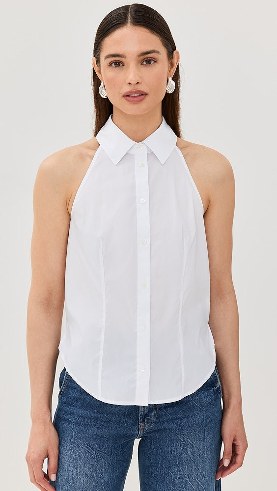 VB Harper Stretch-Cotton Poplin Top