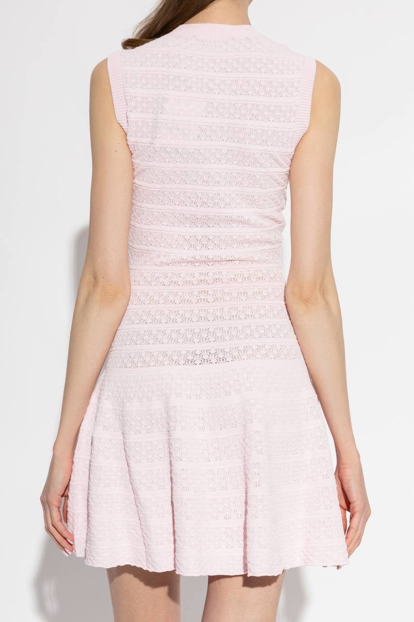 SP Pink Pointelle Diamanté Knit Mini Dress