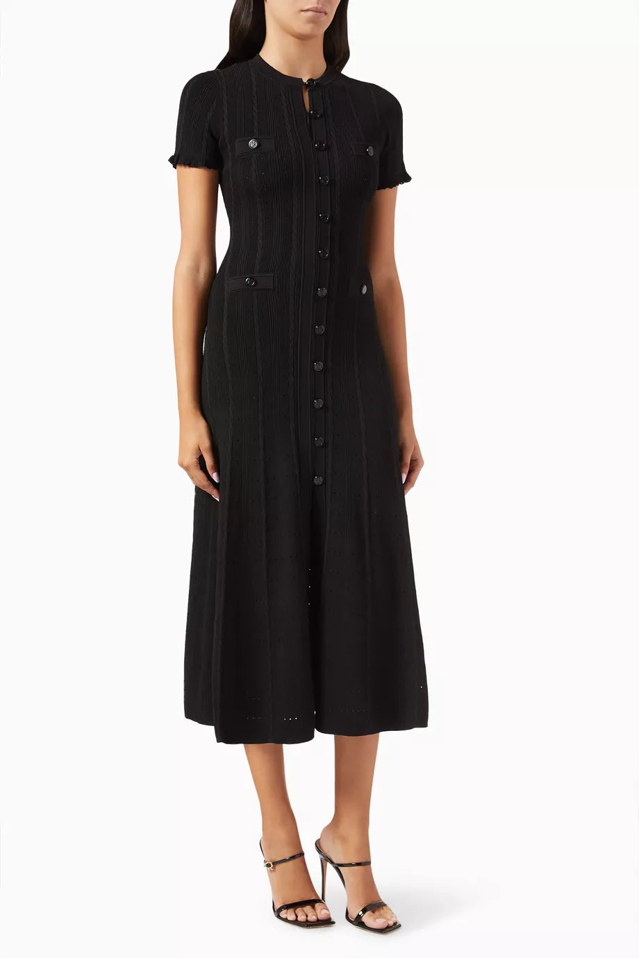 SD Short Sleeve Knit Ruffle Midi Maxi Dress