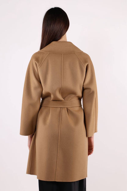 MM Civada Double-faced Brown Wool Robe Short Coat