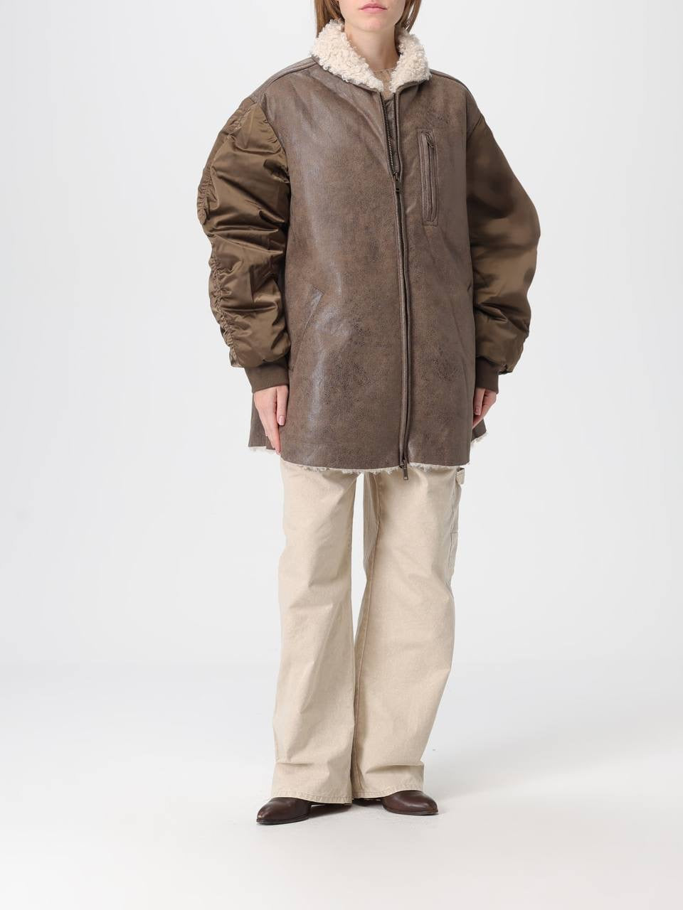 IM Evina Faux-Leather Shearling trimmed Jacket / Short Coat
